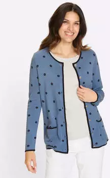 Sieh an! Jacquardstrickjacke himmelblau-marine