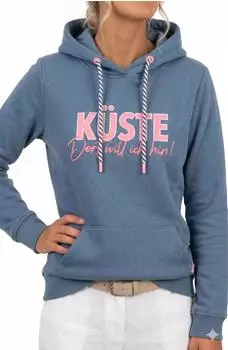 Zwillingsherz Hoodie "Küste" mit Statement Stickerei und gestreifter Kordel