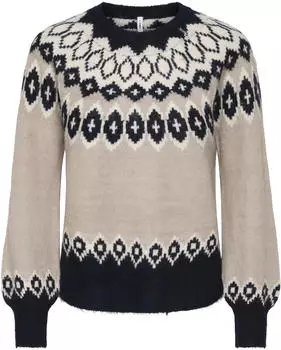 Only ONLRUSTY LS Fair Isle O-Neck BF Pullover night sky