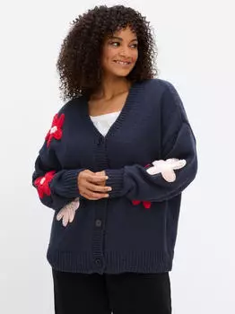 Sheego Strickjacke (225793) tiefblau-ecru