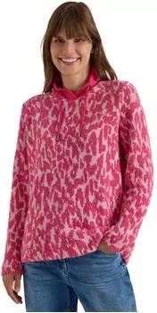 Cecil Strickpullover Pl&uuml;schlook Featheryarn Animal-Print (326037) pink flash