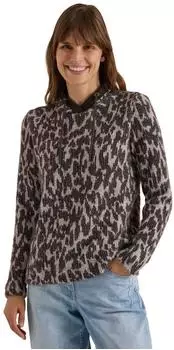 Cecil Strickpullover Plüschlook Featheryarn Animal-Print (B326037) truffle brown