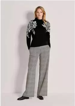Madeleine Jacquard-Longpullover Regular Fit (50414568) schwarz/wollwei&szlig;