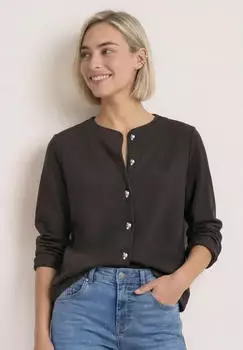 Street One Strick-Look Jacke mit dekorativen Kn&ouml;pfen Strickjacke black coffee (Damen) (A32571017874)