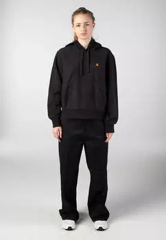 Carhartt Hooded American Script Sweatshirt Hoodie schwarz (Damen) (I033650-89-XX)
