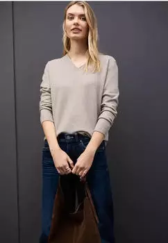 Street One Kuscheliger V-Neck Pullover sandstone mocha mel. (Damen) (A30330517013)