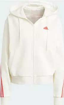 adidas Future Icons 3-Streifen Hoodie off white/bright red (Damen) (IS3679)