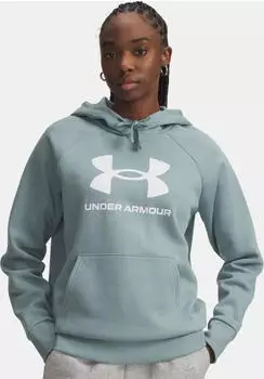 Under Armour Rival Fleece Logo Hoodie serpentine/white (Damen) (1379501-323)