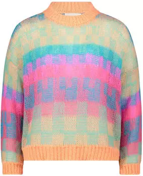 Cartoon Strickpullover mit Rundhalsausschnitt (5814/7129) azur/mint/hellorange/pink