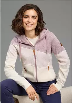 KangaROOS Strick Fleece Jacke Colorblocking (64322707) woll wei&szlig;/hell braun