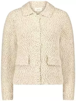 Cartoon Strickjacke mit Kragen beige