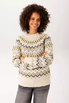 Aniston Strickpullover im melangefarbenen Color-Blocking (35921245) wollwei&szlig;/moosgr&uuml;n/schwarz/grau