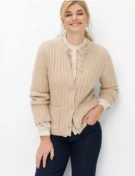 BRAX Damen Strickjacke Style ANN desert hellbeige Gr. (906042_90122600_59)