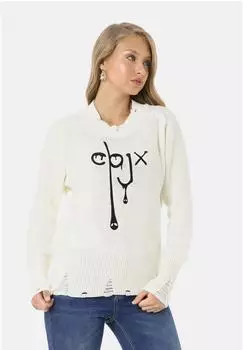 Cipo & Baxx WP255 Strickpullover mit Frontprint (74047136) ecru