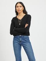 Vila V-Ausschnitt-Pullover "VIRIL V-NECK L/S KNIT TOP - NOOS" Materialmix, regular