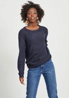 Vila Rundhalspullover "VIRIL-O-PULLI" Feinstrick mit feinen Strickdetails