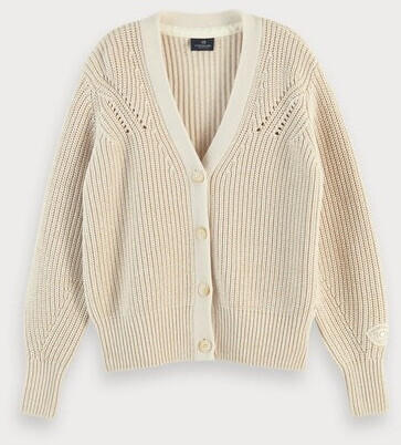 Scotch & Soda Zweifarbiger Cardigan Aus Rippstrick (159977) ecru