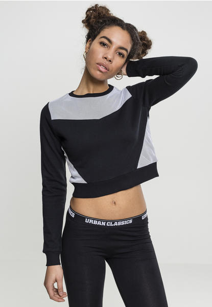 Urban Classics Ladies Cropped Mesh Terry Crew Blk/wht (TB1202-00050-0042) black/white