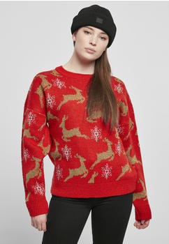 Urban Classics Ladies Oversized Christmas Sweater (TB4559-01900-0039) red/gold