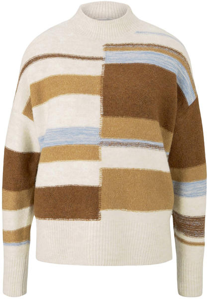 Tom Tailor Denim Damen-pullover (1027288) beige brown patchwork stripes