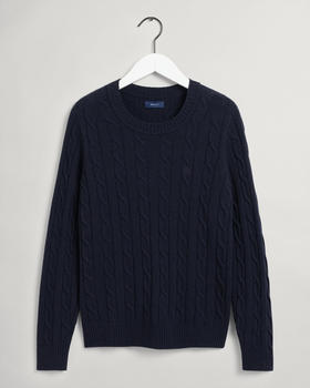 GANT Lambswool Rundhalspullover Mit Zopfmuster (4805143-433) evening blue