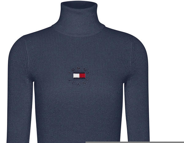 Tommy Hilfiger Logo Embroidery Ribbed Roll Neck Jumper (DW0DW10994) twilight navy