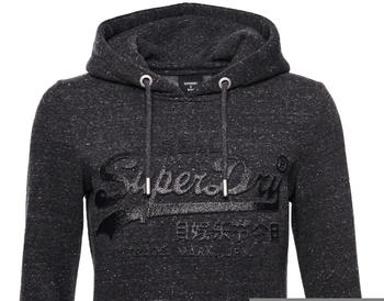Superdry Vintage Logo Tonal Embossed Glitter Hoodie black Snowy (W2010392A-YO0)