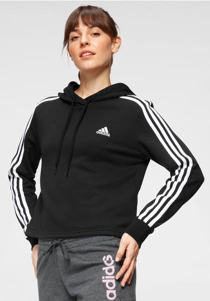 Adidas Essentials 3-Stripes Cropped Hoodie black