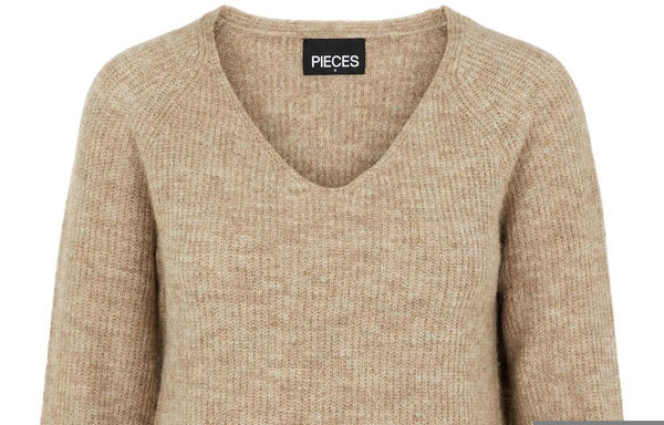 Pieces Pcellen Ls V-neck Knit Noos Bc (17114251) silver mink