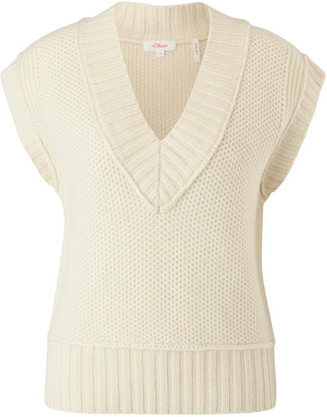S.Oliver Kurzarm-Pullover aus Wolle (2121175.01Y8) creme