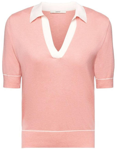 Esprit Gewebter V-Ausschnitt-Pullover mit Leinenanteil pink (023EE1I306)