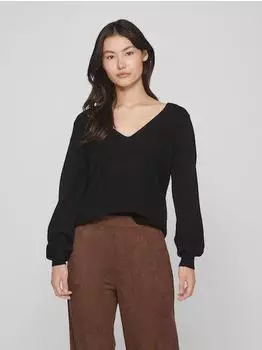 Vila VIRIL REV V-NECK L/S KNIT TOP - NOOS (14084174-4354910) black