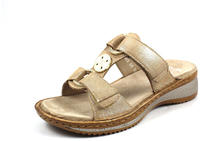 Pantolette ARA "HAWAII", Damen, Gr. 37, beige (sand metallic), Veloursleder, Schuhe
