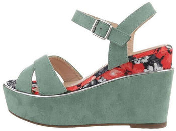 Ital Design Party Clubwear Sandalette Keilabsatz Wedge Keilsandaletten grün