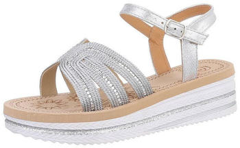 Ital Design Freizeit Plateausandaletten Keilabsatz Wedge Silber 86526973