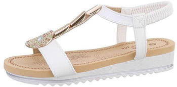 Ital Design Freizeit Riemchensandalette Keilabsatz Wedge Weiß 86016978