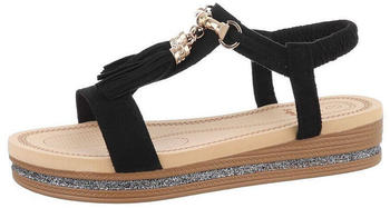 Ital Design Damen Riemensandale beige schwarz