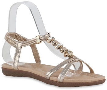 VAN HILL Riemchensandalen Flach Zierperlen 214890 gold