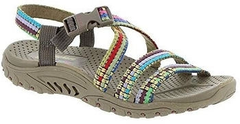 Skechers Reggae-Sew Me-Boho Woven Strappy Slingback Sandale taupe mehrfarbig