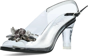 Laura Vita Sandalette transparent Perlen-Glamour MIRA-01 schwarz