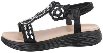 Ital Design Riemchensandalette Keilabsatz Wedge schwarz