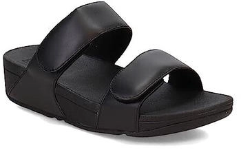 FitWear Lulu Verstellbare Ledergleiter Schiebe-Sandalen schwarz