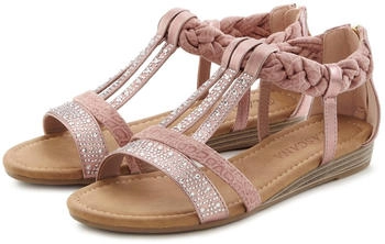 Lascana Sandale Glitzersteinen kleiner Keilabsatz rosa