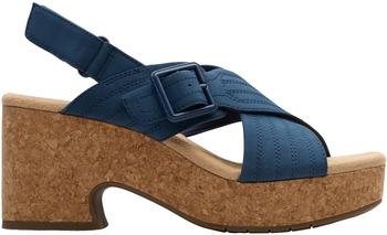 Clarks Nerisa West Sandalen aus navyfarbenem Leder 26181793