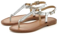Vivance Zehentrenner Sandalette, Sommerschuh,Sandale aus Leder mit Flecht-Optik