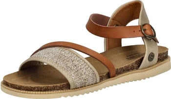 MUSTANG Lederimitat Textil Riemchensandalette beige