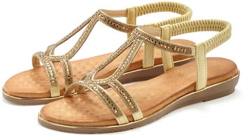 Vivance Dreams Sandalette Glitzer Verzierungen und elastischen Riemchen goldfarben