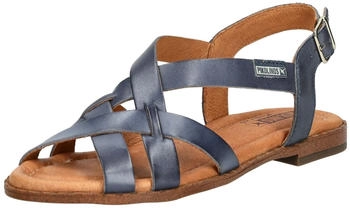 Pikolinos W0X-0556ST Flache Sandalen blau schwarz Algar-Leder