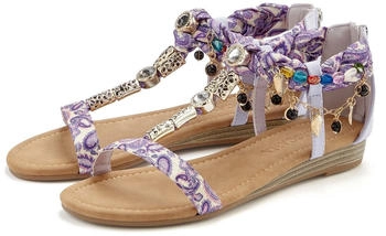Lascana Sandale Schmuckkettchen und Schmucksteinen lila violett