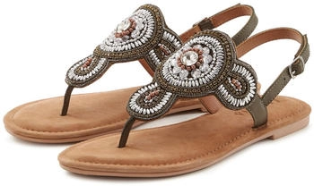 Lascana Zehentrenner Sandale Pantolette glitzer-optik olivgr&uuml;n